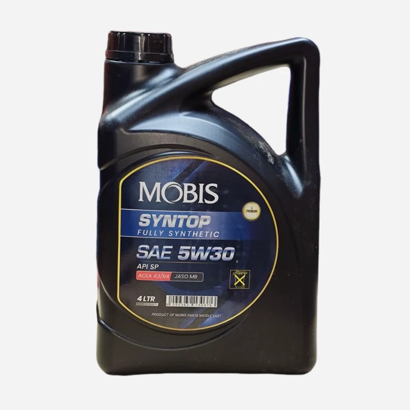 روغن موتور MOBIS 5W30 API SP حجم 4 لیتر، تولید امارات محافظت عالی در استارت سرد و دمای بالا.